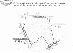 Bản đồ ranh giới quy hoạch khu đất 238 đường 3 Tháng 2 tại khu Kỳ Hòa