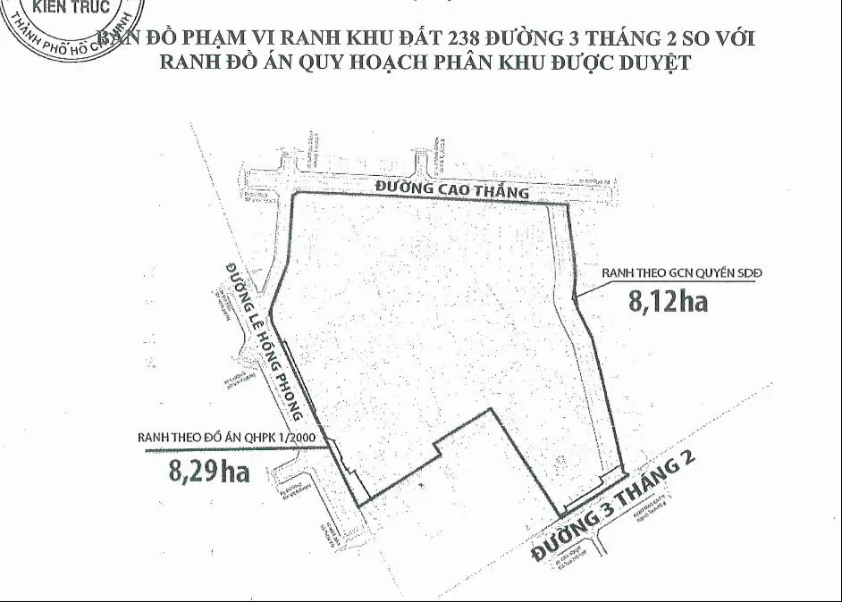 Bản đồ ranh giới quy hoạch khu đất 238 đường 3 Tháng 2 tại khu Kỳ Hòa