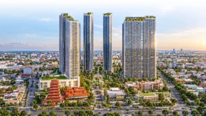 Phối cảnh minh họa phương án quy hoạch khu đất Kỳ Hòa phường Hòa Hưng với cụm tháp chung cư cao tầng